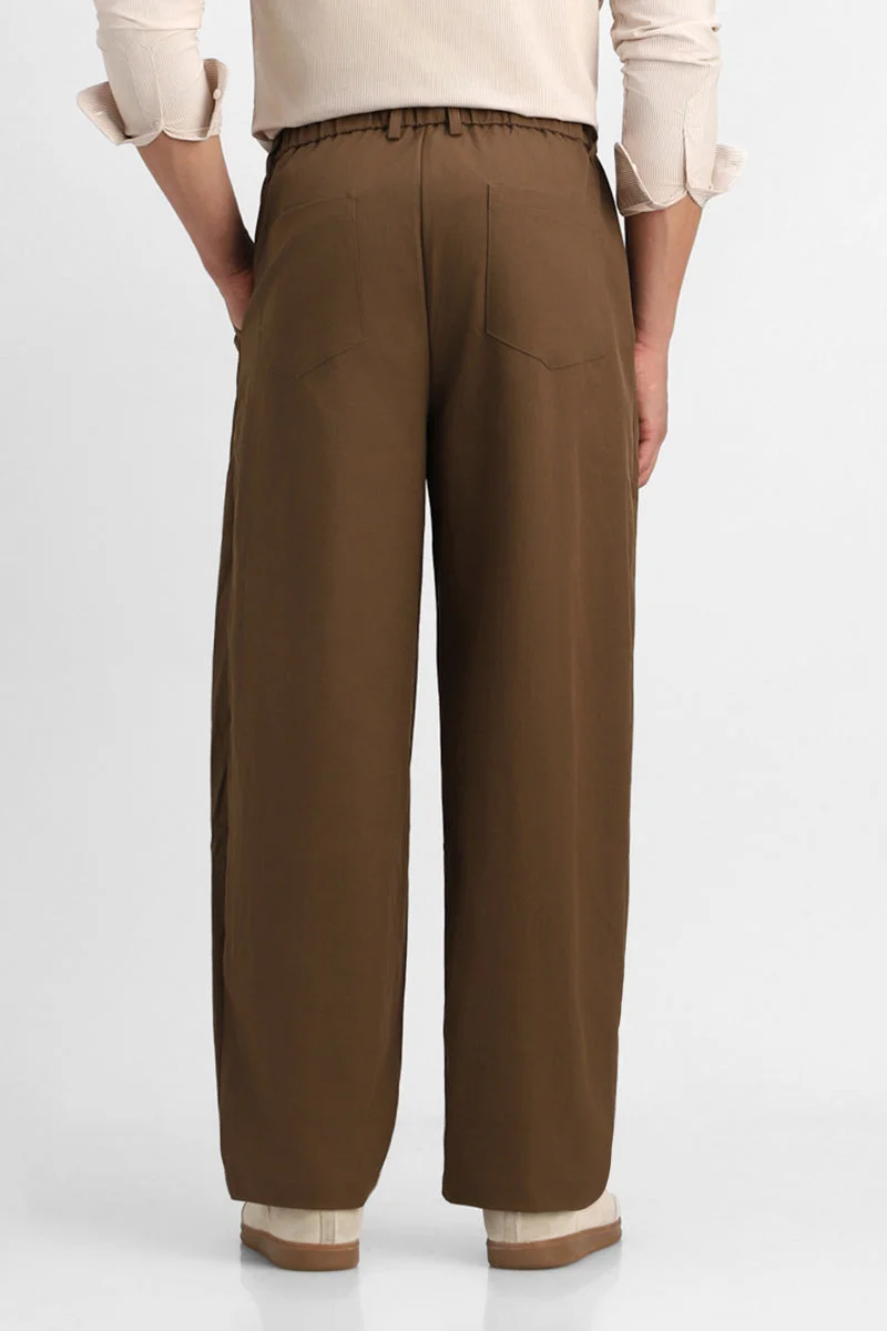 Snitch Brown Brown Baggy Trousers for Men | Best Price UAE